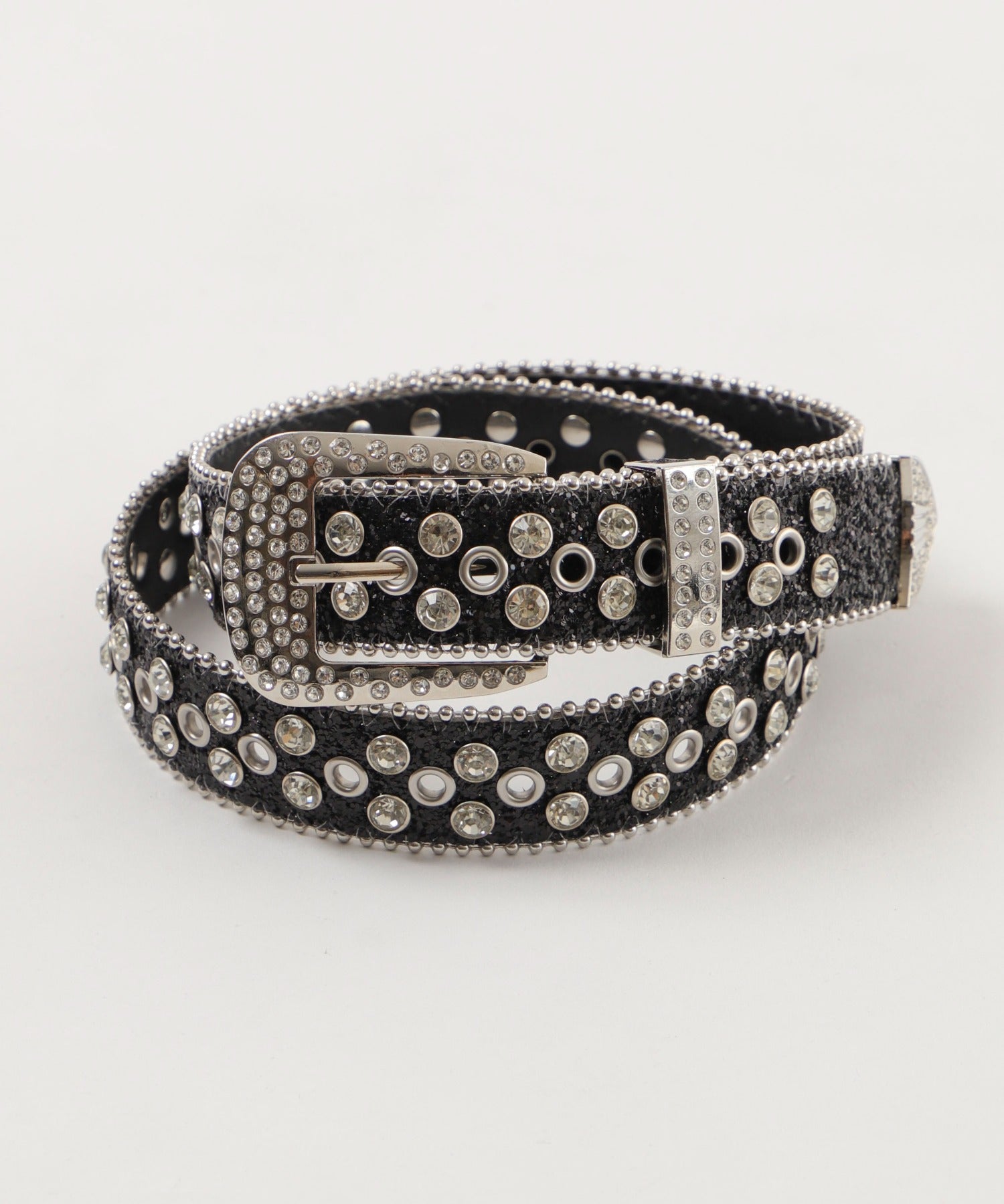 Rhinestone Buckle Glitter Stud Belt